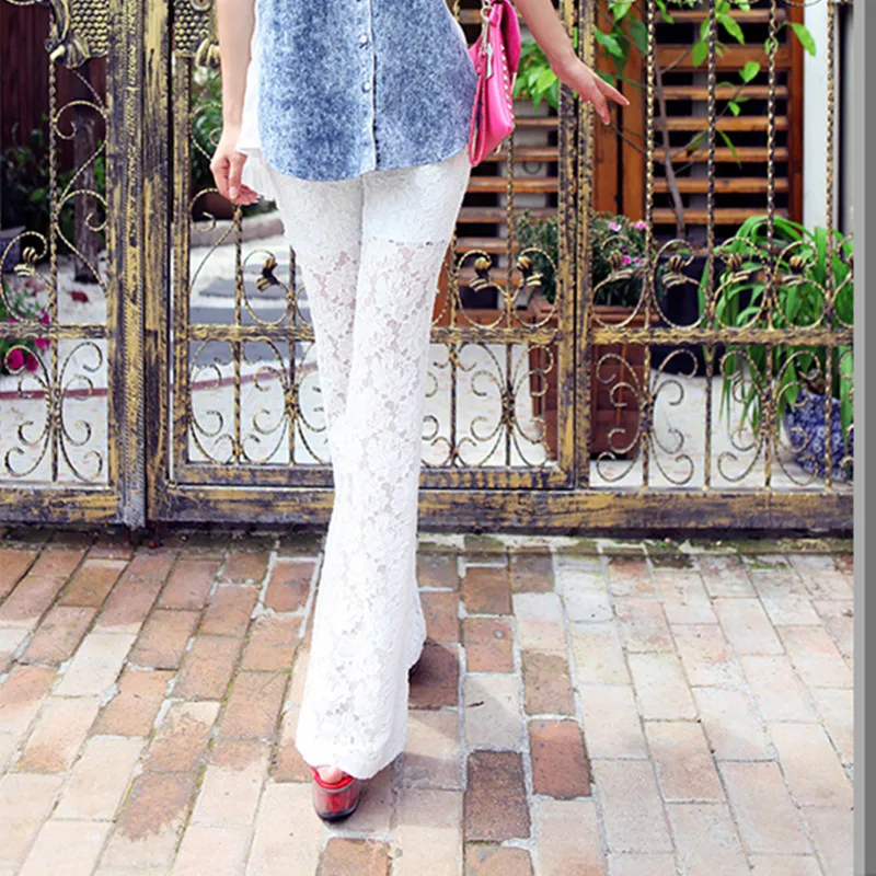 Pantalones largos de encaje para mujer, calzas casuales a la moda, sexys, de campana en blanco y personalizados, XXXXXXL talla grande, Envío Gratis, 2019|fashion sexycasual trousers - AliExpress