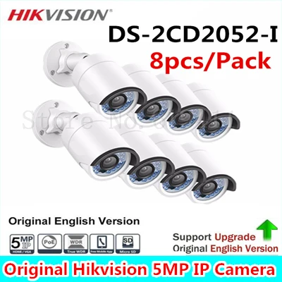 8Pcs HiKvision English Version 5MP Bullet Camera DS-2CD2052-I 5 Megapixel WDR Network Bullet IP Camera IP66 Replace DS-2CD2055-I