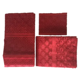 

BlackWin 3 Pcs Set with beaded Aso-Oke African Headtie,African Aso Oke Headtie red For Head Wraps for women-J5