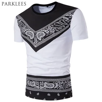 

Paisley T-Shirt Men 2017 Summer Short Sleeve Mens T Shirts Casual O Neck Slim Fit Tee Shirt Homme Hip Hop Floral Print T Shirt