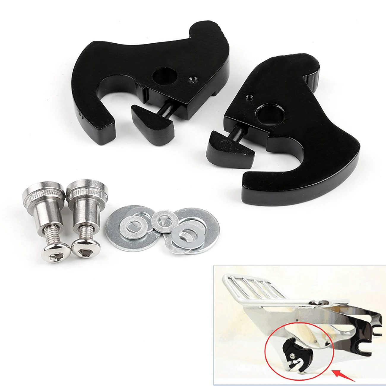 Moto Detachable Sissy Bar Luggage Rack Docking Latch Clip Kit For