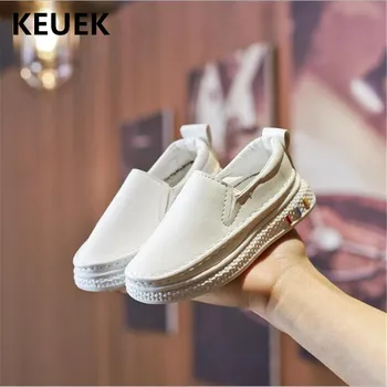 

New Spring/Autumn Loafers Boys Leather Shoes Girls Casual Shoes Children Flats Kids Black White Pink Baby Toddler Shoes 02C