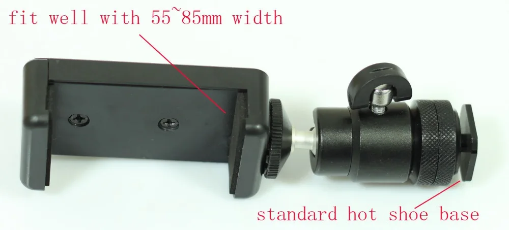 Зажим для смартфона DSLR с адаптером горячего башмака 1/4-20 и мини шаровой головкой