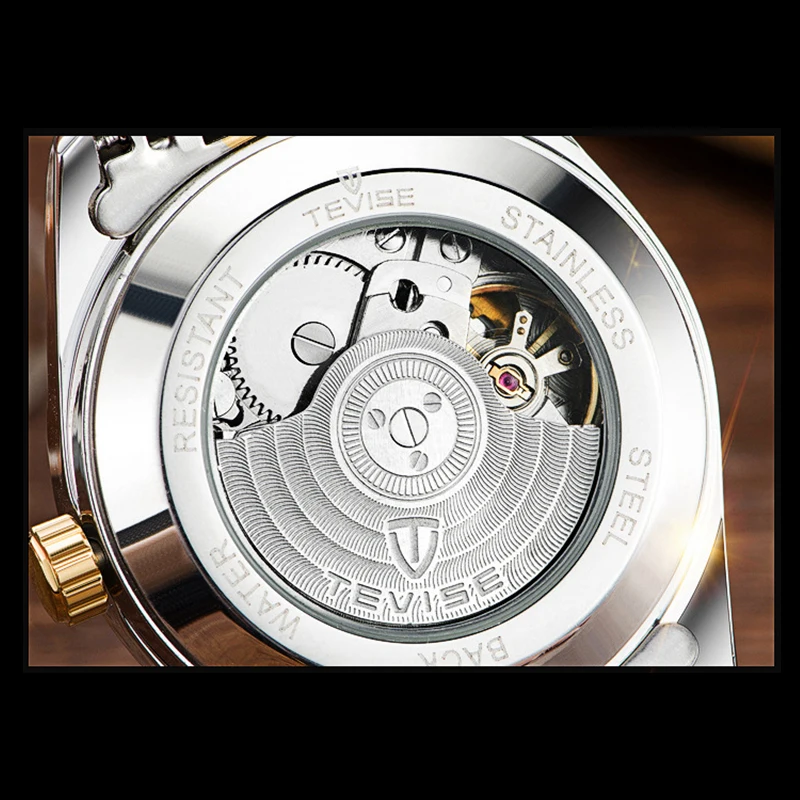 TEVISE الفاخرة التلقائي ساعات آلية الرجال الذاتي الرياح الفولاذ المقاوم للصدأ و حلقة من جلد مضيئة السيارات تاريخ المعصم 629 TEVISE الفاخرة التلقائي ساعات آلية الرجال الذاتي الرياح الفولاذ المقاوم للصدأ و حلقة من جلد مضيئة السيارات تاريخ المعصم 629