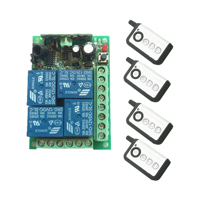

DC 12V 10A 4CH Learning Code RF Wireless Remote Control Light Switch Systems Receiver Home Smart Switch Transmitter