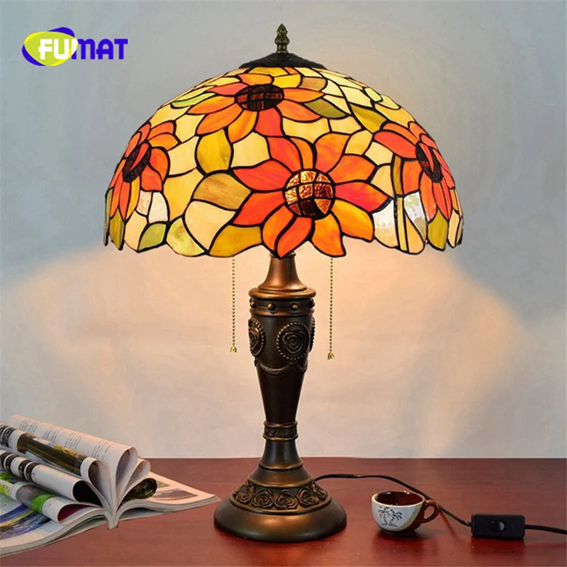 2Sunflower Stained Glass Tiffany Table Lamp