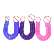 Colored Jelly Dildo Double-headed penis Lesbian sex game toy Realistic Dildos Cock Vaginal Stimulation Massage Female Sex Toys.