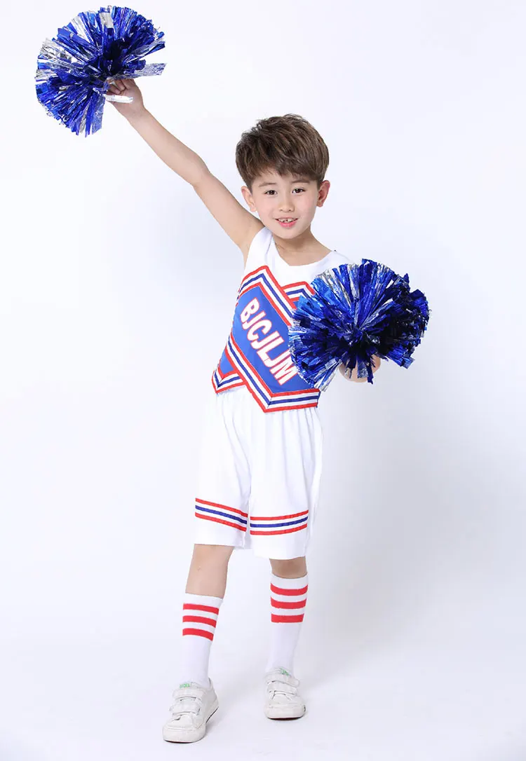 صبي الزي المدرسي للبنين المشجع ازياء الأبيض زي الفتيات التشجيع الجمباز اللباس مع سلامة السراويل