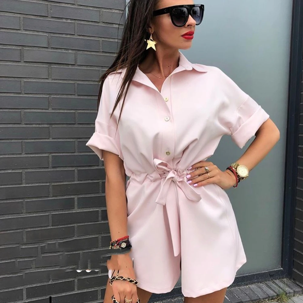 2018 summer Women New Short sleeve Playsuits Jumpsuit