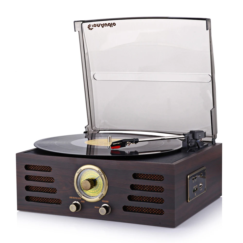 Bluetooth 3-Speed Stereo Turntable Phono LP Vinyl Record Player with Remote Control Built-in USB/SD Player FM Radio and Speakers Bluetooth 3-Speed Stereo Turntable Phono LP Vinyl Record Player with Remote Control Built-in USB/SD Player FM Radio and Speakers