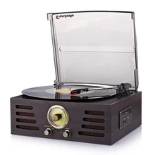 Bluetooth 3-Speed Stereo Turntable Phono LP Vinyl Record Player with Remote Control Built-in USB/SD Player FM Radio and Speakers