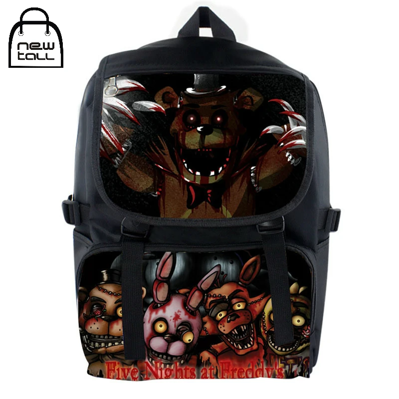 

Newtall 2018 Game Five Nights At Freddy's Characters FNAF Shoulder Bag Cartoon PU Backpack Boy With Pencil Case Man New Fashion
