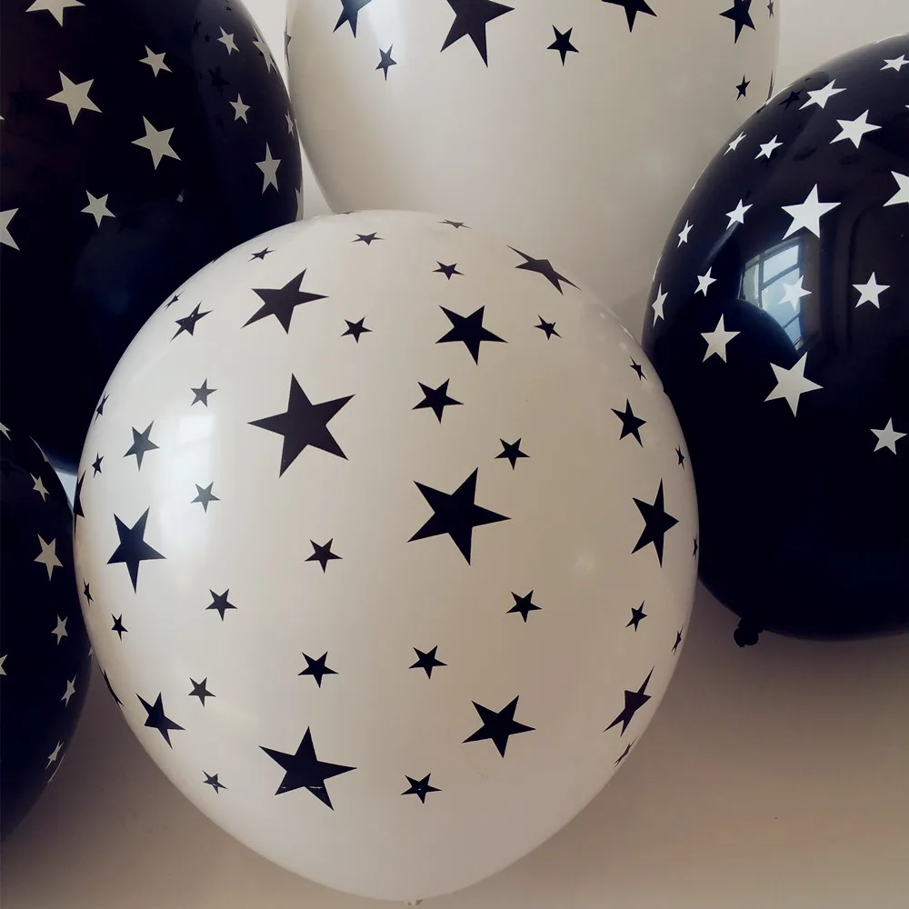 50pcs/lot 12 inch Star balloon black white color Classic globos Party ...
