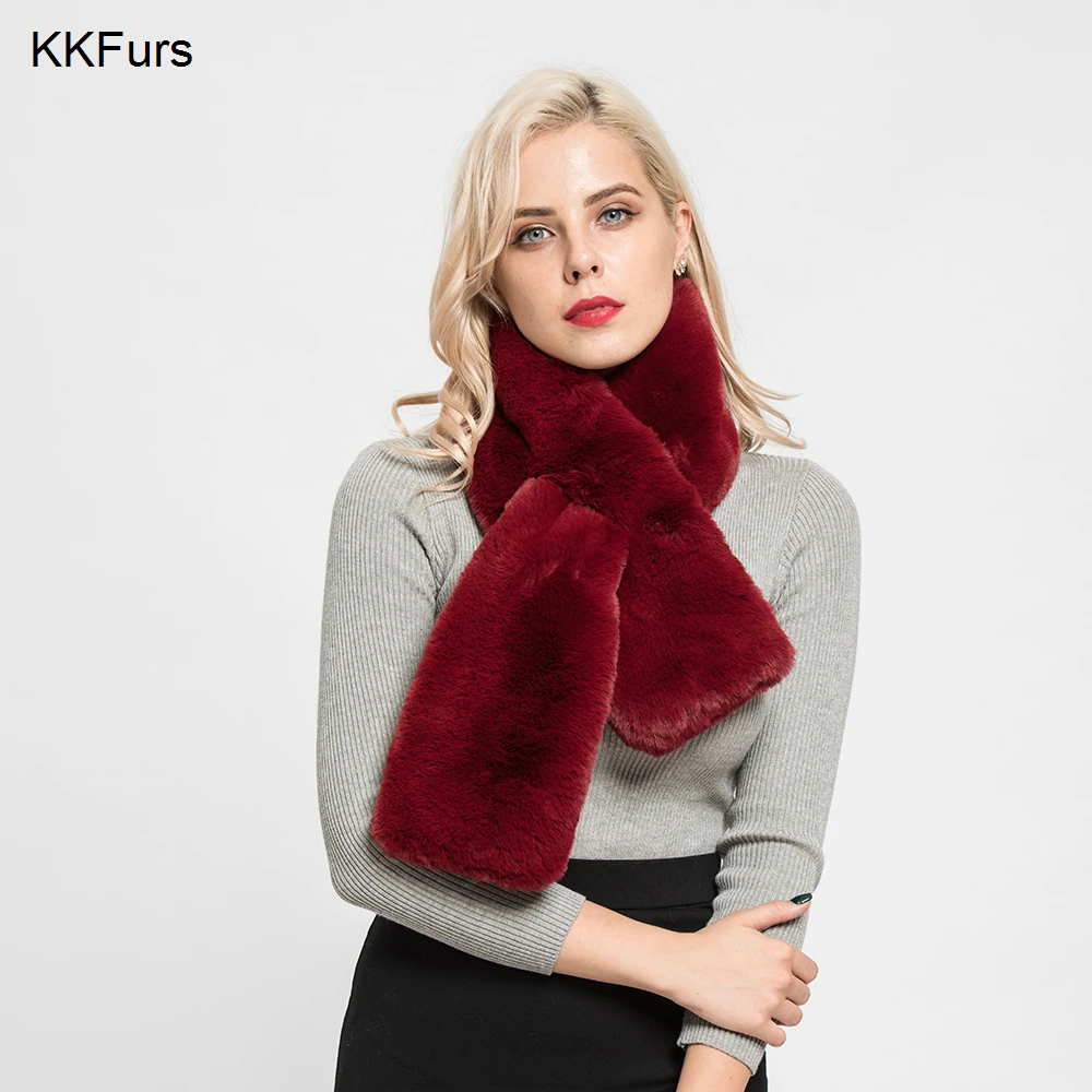 KKFurs женский шарф из искусственного меха, зимние теплые шали, модные стильные шали, высокое качество, опт/розница S7143