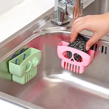 

Kitchen Sponge Drain Holder Suction Cup Sink Shelf Soap Sucker Storage Rack Basket Wash Cloth Soap Shelf Organizer