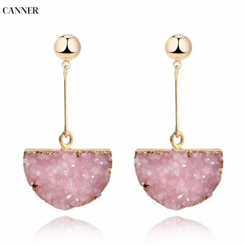 

Canner 1Pair Resin Earings For Women Girl Gold Semicircle Drop Dangle Earring Long Statement Earrings 2019 Fashion Jewelry Gift