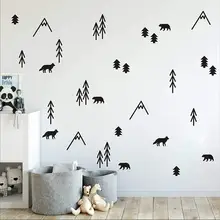 Деревянные животные деревья и горы виниловые наклейки на стену для спальни гостиной детской комнаты школьные наклейки на стену в детскую комнату художественный Декор