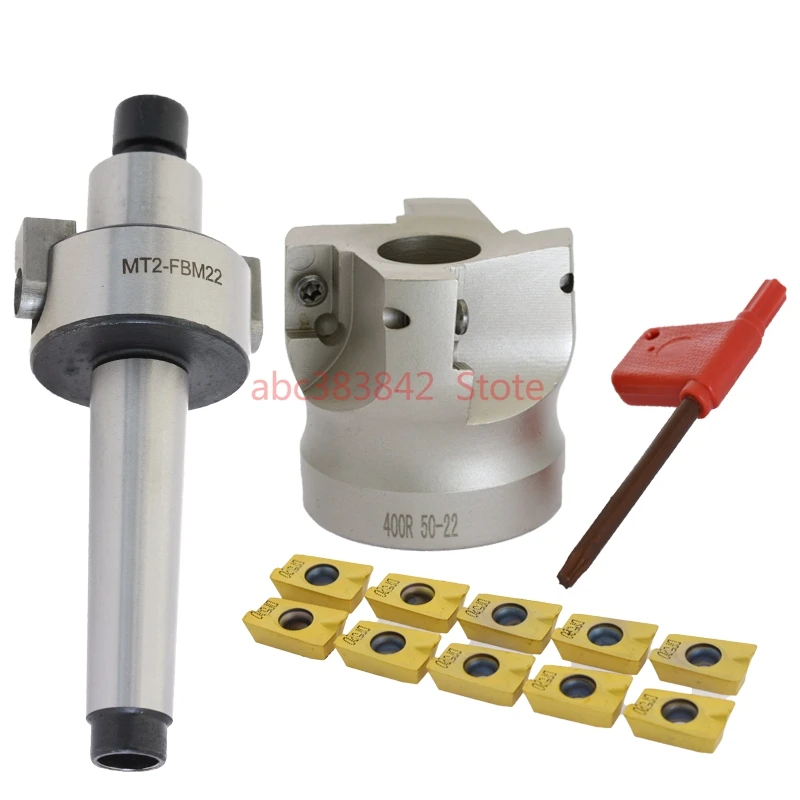 

Face Mill Holder MT2 FMB22 M10 + BAP400R 50 22 4T Face End Mill Cutter right angle + 10pcs APMT1604PDER Cemented Carbide Blade