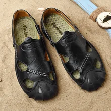 Новинка, мужская, из бычьей кожи повседневные сандалии на открытом воздухе летние женские туфли-лодочки; сделанные вручную мужские туфли Повседневная дышащая обувь для ходьбы; босоножки; большие размеры 38-46