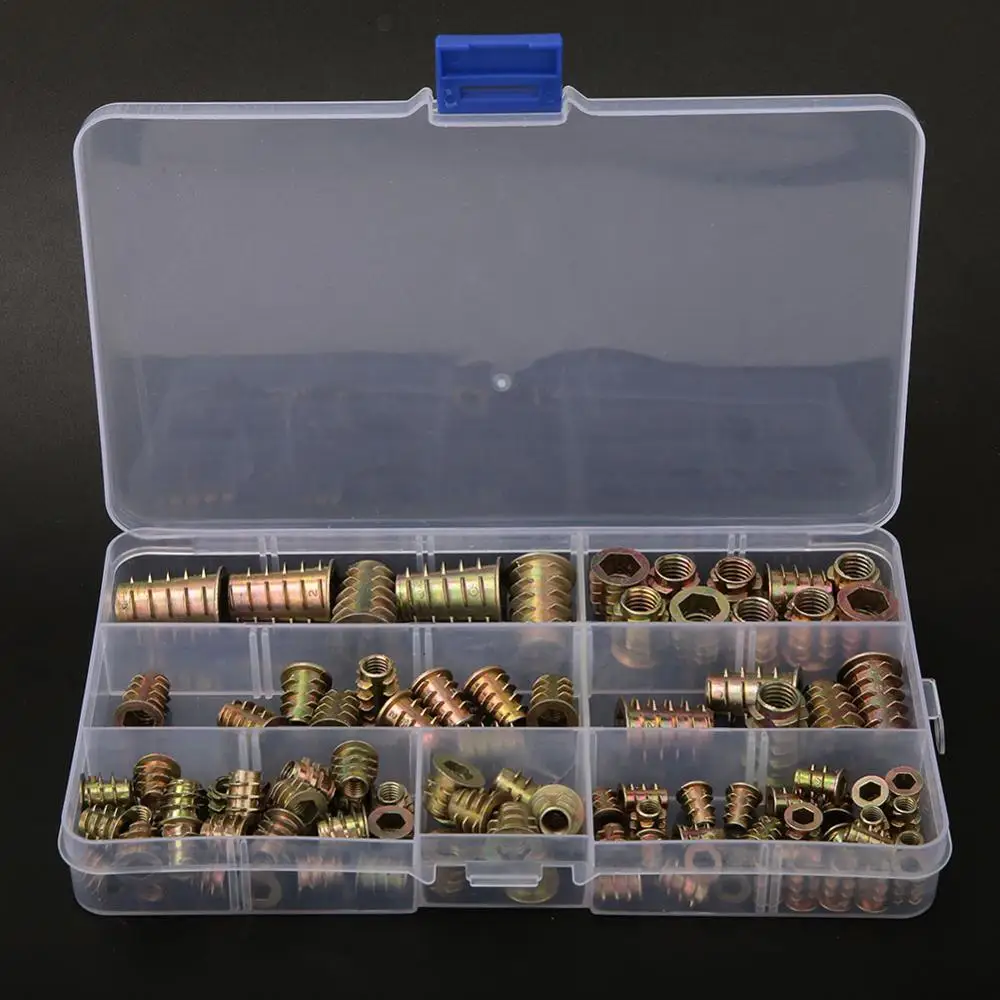 

100Pcs/set Hex Drive Head Nut Iron Zinc Thread Plating Insert nuts Wood Insert nut Accessoriess