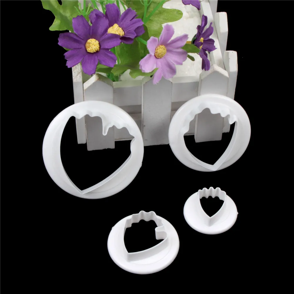 4PCS/SET Peony Flower Set Cutters Plastic Cake Decorating Mold