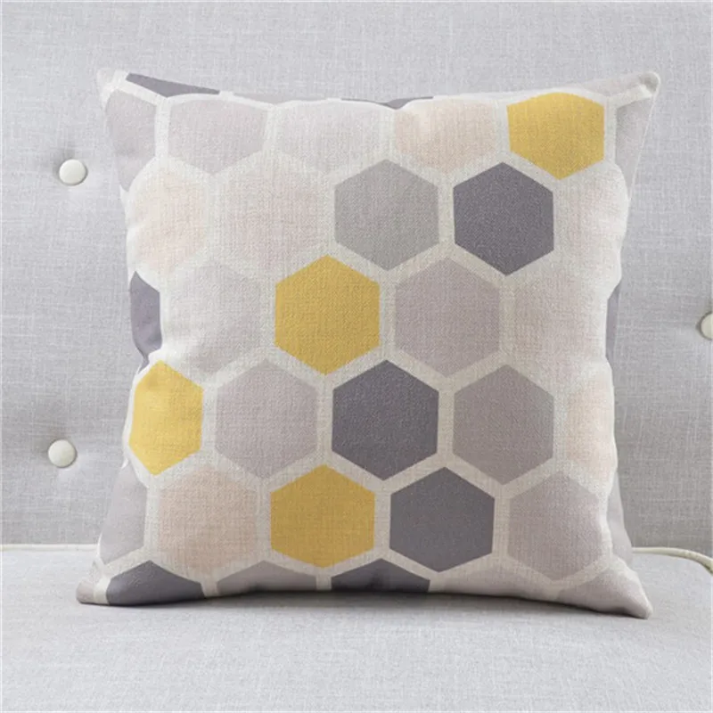 Nordico Textile Cushion Covers Linen Home Soft Seat Car DecorativeCushion Yellow White Stripes Suit Geometric Style Pillowcase|Наволочка| |
