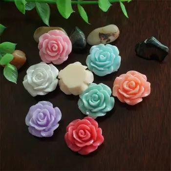 

SIBAOLU 30pcs 7 Colors Resin Rose Flower flatback Appliques For DIY craft Free Shipping