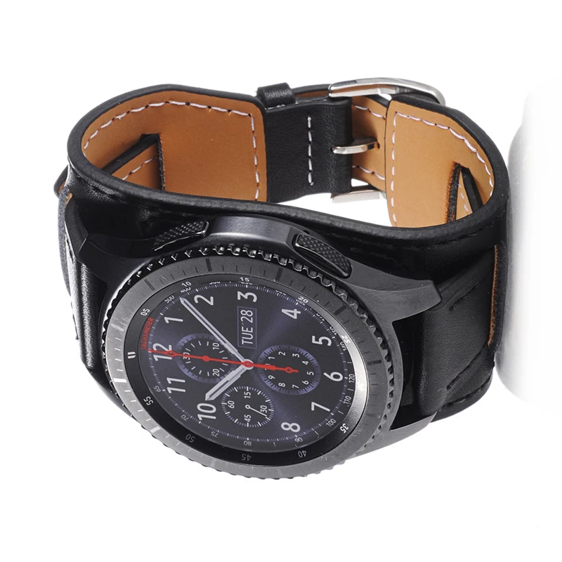 22 мм ремешок из натуральной кожи для Samsung Galaxy Watch 46 мм кожаный Браслет-манжета Замена для Gear S3 AMAZFIT часы браслет