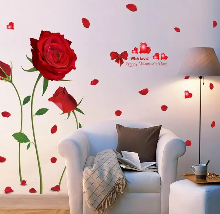 2017 new Removable Red Rose Life Is The Flower Quote Wall Sticker Mural Dec...
