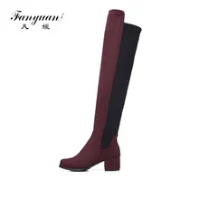 Fanyuan/Сапоги до колена; Женские Повседневные высокие эластичные сапоги без застежки; нескользящие женские сапоги на резиновой подошве; сезон осень-зима; botas mujer