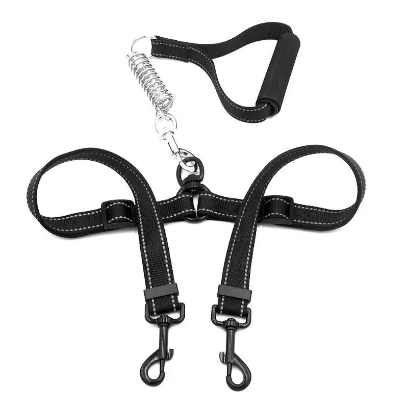 Adjustable Double Dog Leash Reflective Two Dogs Leashes for Training