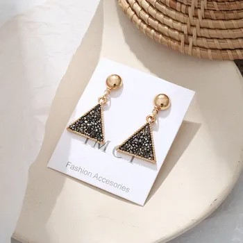 

Simple Design Rhinestone Earrings Drop Earrings For Women Korean Style Jewelry Small Triangle Earrings Geometric Brincos
