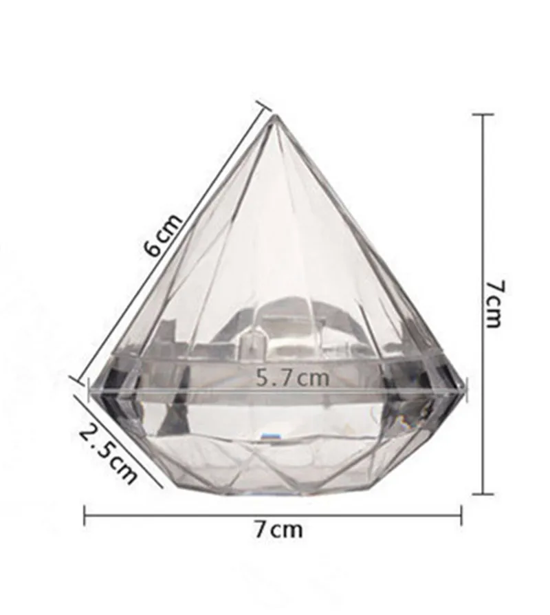48 шт./лот, прозрачная пластиковая коробка для конфет в форме бриллианта, прозрачные свадебные коробки для конфет, держатели для конфет, свадебные подарки Givea Boda
