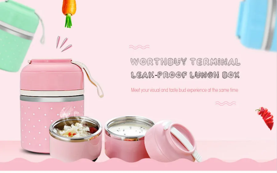 Worthbuy Lunch Box Thermal Leak-proof Stainless Steel  