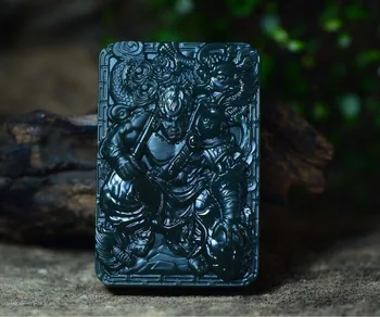 

Natural Xinjiang Hetian jade green first-class fine material fighting against Buddha Sun Wukong Pendant hp356#