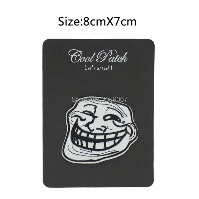 Trollface Iron-on Patch Problem U Mad Cool Troll Face 4Chan Internet Meme  Geek Biker Vest Patch Rock Punk Fun hook loop - AliExpress