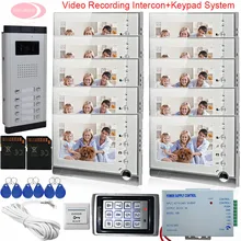 7Inch Video Intercom System For 10 Apartments Monitor For Video Intercom With Recording Home Phone +Keypad Access Control System