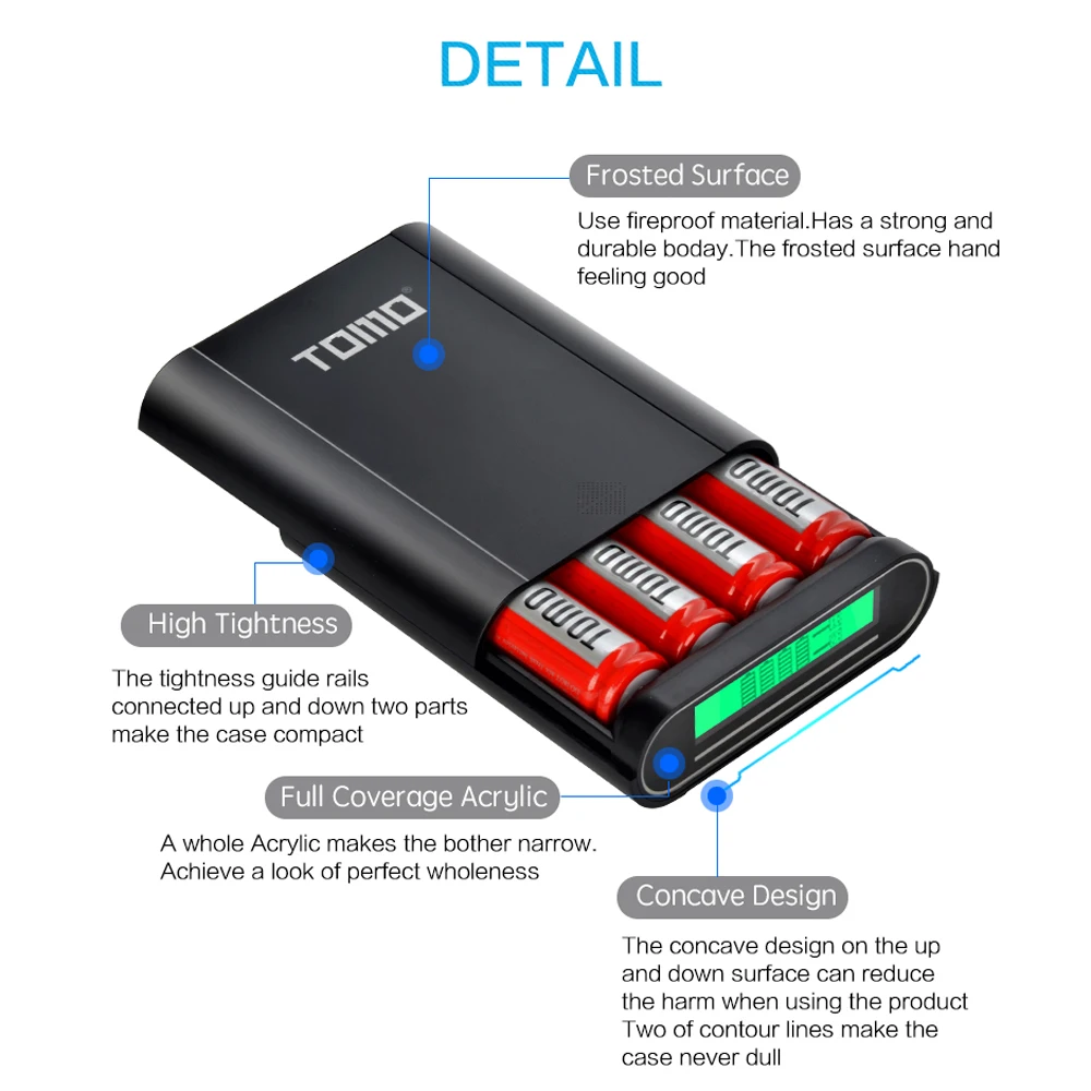 TOMO M4 4*18650 зарядное устройство DIY power Bank 5V 1A/2A USB зарядное устройство с интеллектуальным ЖК-дисплеем для iPhone X samsung S8 Note 8