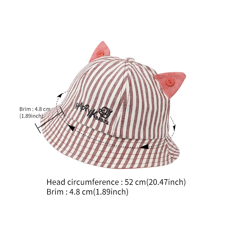Cute Striped Baby Hat Cat Panama Baby Girls Cap Cotton Kids Sun Cap With Ears Spring Summer Letter Boys Cap Baby Boys Clothing (16)