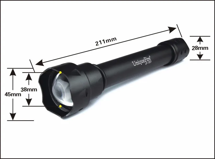 UniqueFire 18650 аккумулятор перезаряжаемый фонарик 1501 IR 850NM светодиодный тактический Инфракрасный фонарик 38 мм выпуклая линза для охоты