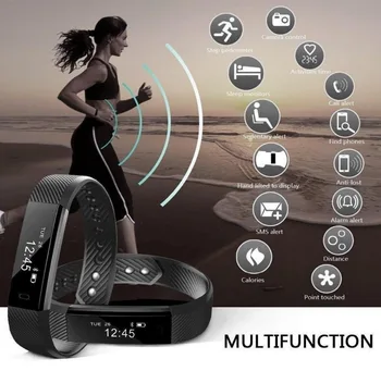 

Fitness Record Sports Trackers Wristband Smartwatch ID115 Smart Bracelet Fitness Tracker Step Counter Activity Monitor Band