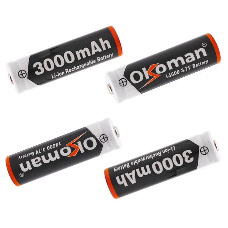 Okoman AA 14500 3000mah 3,7 V литий-ионная аккумуляторная батарея и светодиодный фонарик
