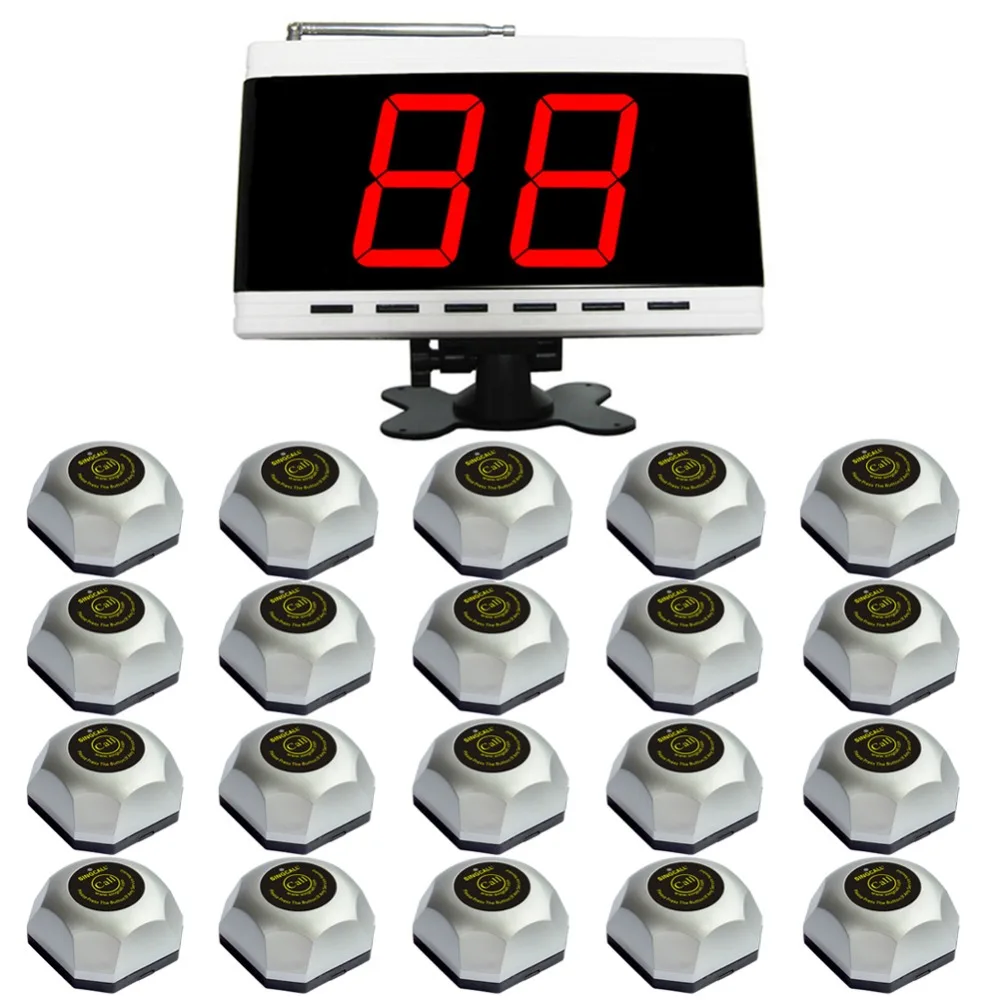

SINGCALL. Wireless Waiter Buzzer Buttons for 20 tables in a Beach Restaurant, Bar or cafe or dinning rooms.