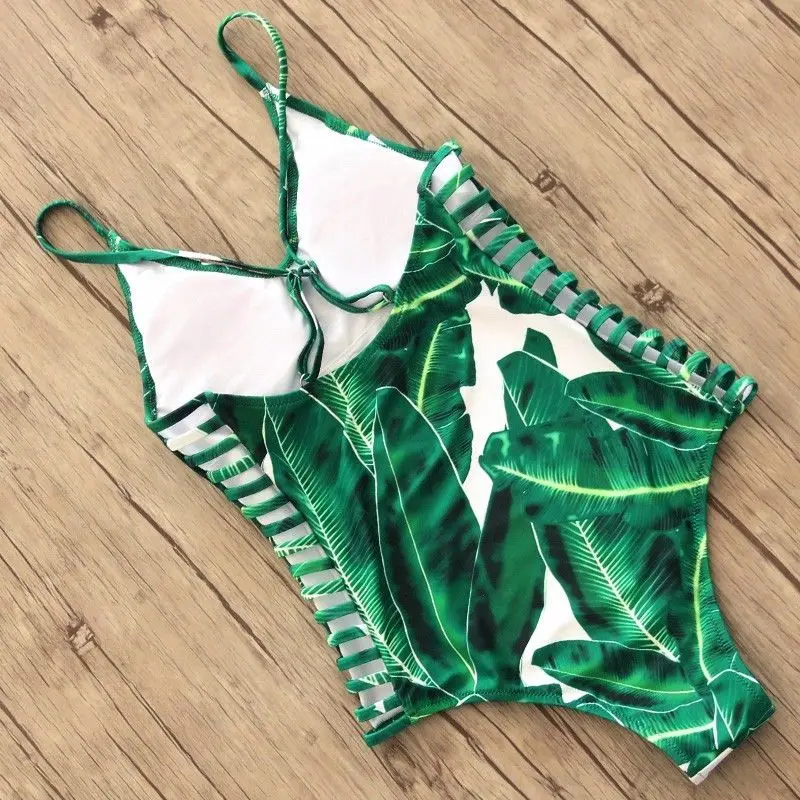 

2018 Summer New Arrival Family Matching Outfits Mother Daughter Bikini Bandage Swimwear Green Lotus Leaf Swimsuit Beach Wear