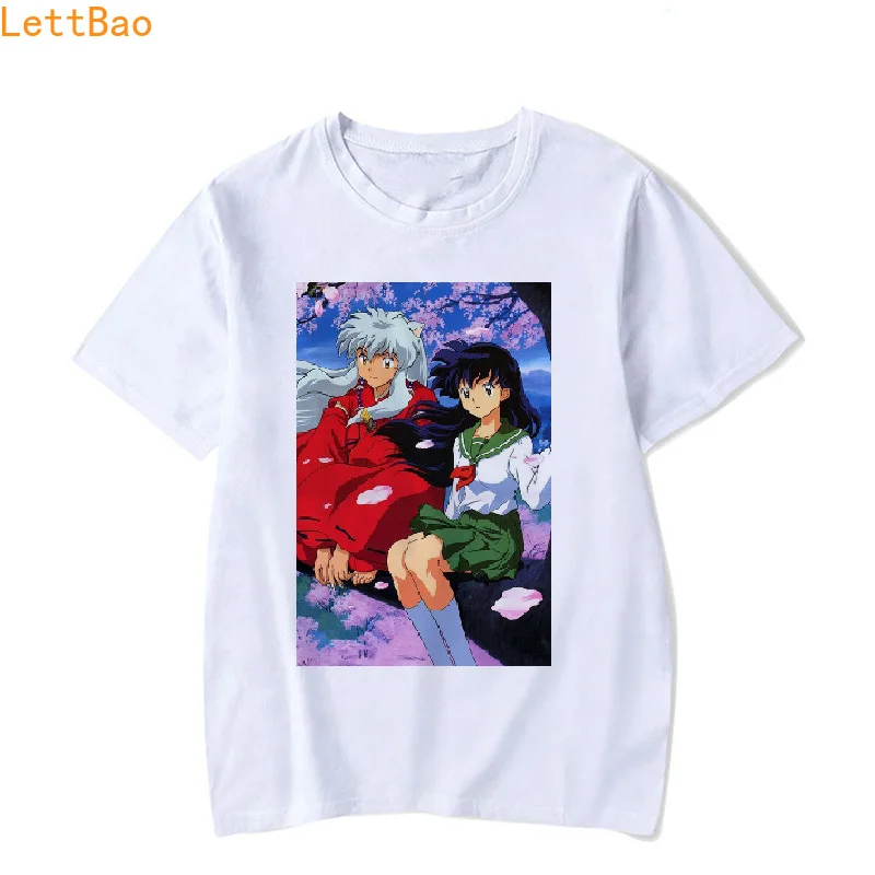 

Japan Anime Inuyasha Cosplay HigurashiKagome Print couple t shirt men cotton Short Sleeve sesshomaru Tops Casual Summer Clothes