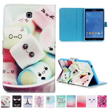 

Fashion Painted With Stand Flip PU Leather For Samsung Galaxy Tab 4 T230 T235 7"inch Case For Galaxy Tab 4 Nook Smart Case Cover
