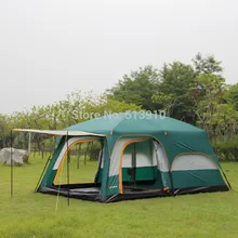 Ultralarge 6 10 12 double layer outdoor 2living rooms and 1hall family camping tent