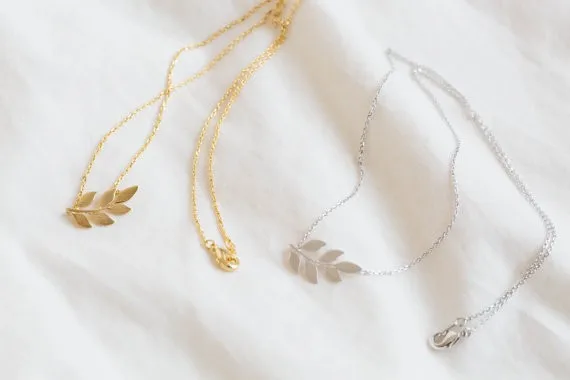 2014-New-Arrival-Fashion-Jewelry-18k-Gold-Silver-Pretty-Organic-Laurel-Leaf-Necklace