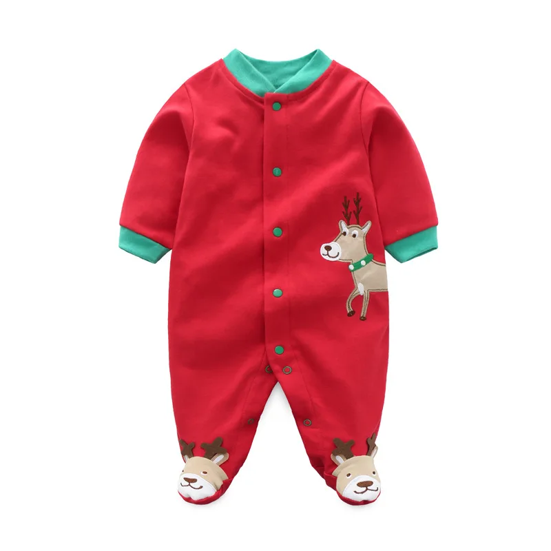 

JOYINPARTY Warm Winter Christmas Baby Climbing Clothes Santa Newborn Body Suits Carton Elk Printed Baby Conjoined 0~12M New Y