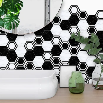 

10pcs/set Tile Decal Hexagon Floor Stickers Bathroom Wall Stickers Waterproof Anti-Slip Art Bedroom Home Decor 20x23cm
